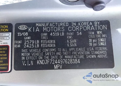 2009 Kia Sportage Lx z USA, uszkodzony, nr VIN KNDJF724497628384